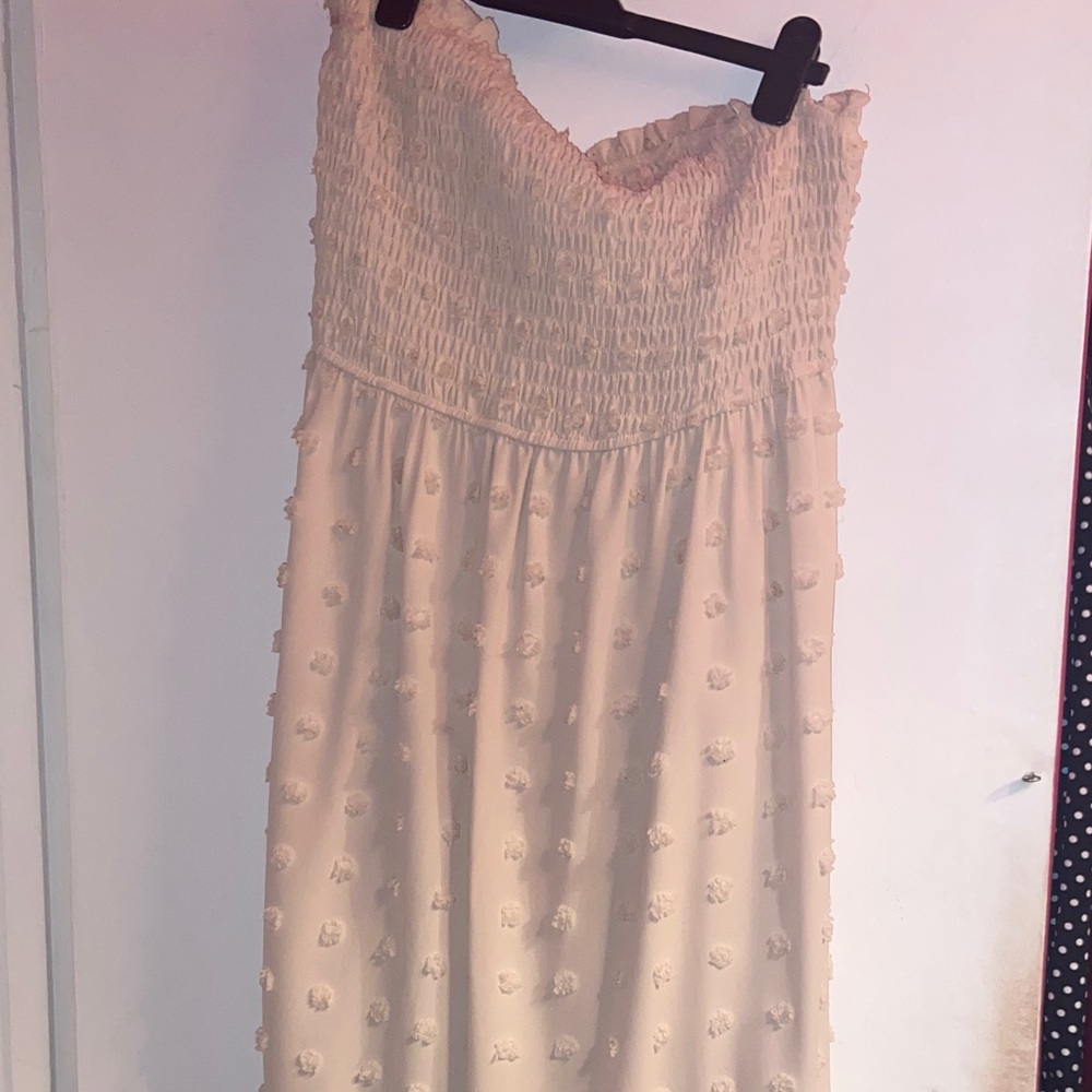 SHEIN Strapless Cream Dress